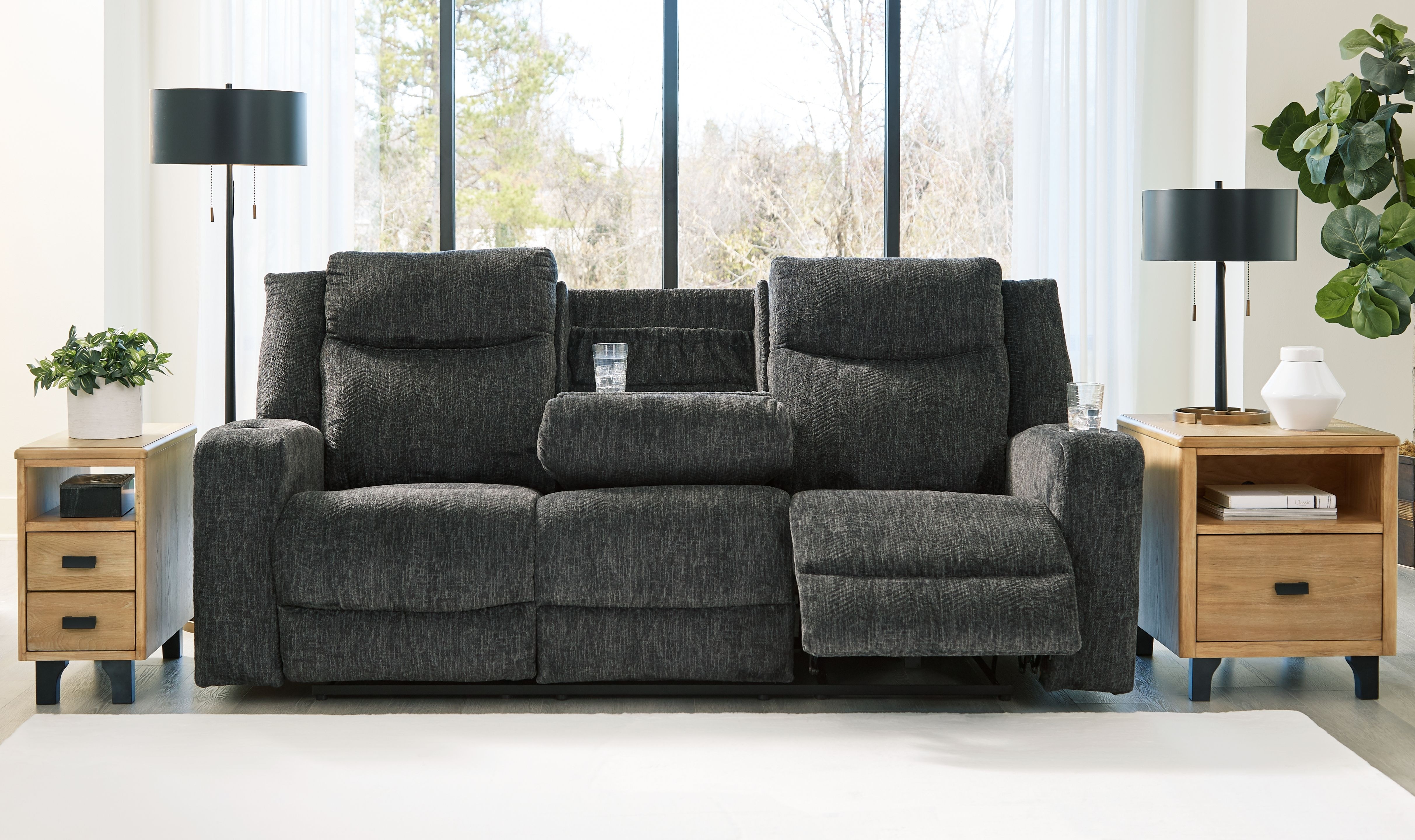 Ashley Martinglenn Reclining Sofa with Drop Down Table and